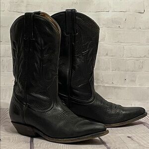 Boulet  Black Leather Western Cowboy Boots - Women's